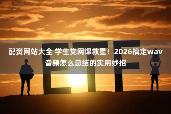 配资网站大全 学生党网课救星！2026搞定wav音频怎么总结的实用妙招